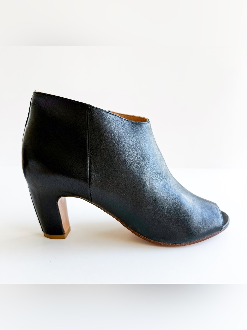 Maison Martin Margiela Peep-Toe Ankle Boots Black Leather Block Heel EU 36